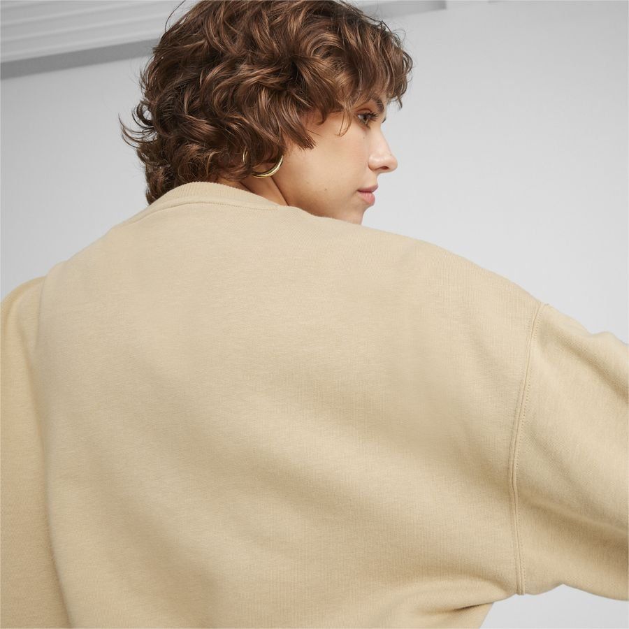 Team Oversized Round Neck Crew Women's Sweatshirt Brown 624318 83