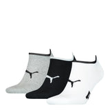 PUMA No Show Footie Unisex's Casual Socks Multi Colors-White & Grey & Black- 3 Pairs 701221139003