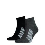 PUMA Unisex's Quarter Casual Socks Multi Color 2 Pairs Black & Grey- 701234115001