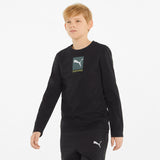 PUMA ACTIVE SPORTS BOY'S LONG SLEEVE GRAPHIC TEES JR BLACK