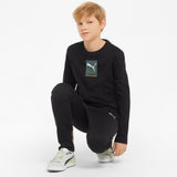 PUMA ACTIVE SPORTS BOY'S LONG SLEEVE GRAPHIC TEES JR BLACK