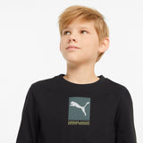 PUMA ACTIVE SPORTS BOY'S LONG SLEEVE GRAPHIC TEES JR BLACK