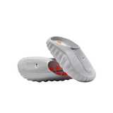 Nike Mind 001 grey men slippers with perforated upper and orange circular footbed accents