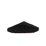 Side view of black Nike Mind 001 women slipper with orange sole details