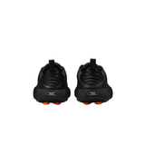 Rear view of Nike Mind 002 women training shoes in black with orange sole accents