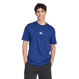 ADIDAS Essentials Small Logo Single Jersey Tee Men'S  Round Neck Blue JF1093