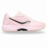 A light pink athletic sneaker with a black graphic accent on the side, shown in a side profile view against a white background.