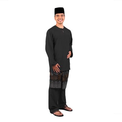 AL Men's Baju Melayu Teluk Belanga Black