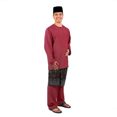 AL Men's Baju Melayu Teluk Belanga Red