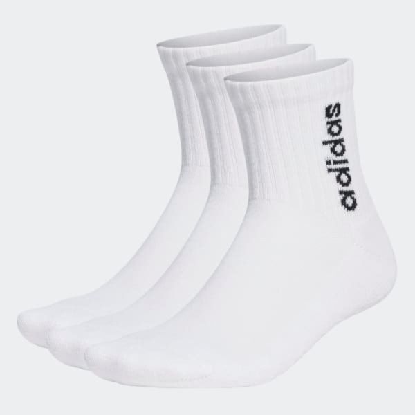 adidas Cushioned Crew Socks 3 Pairs - White, Women's Training