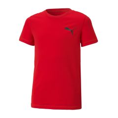PUMA KIDS SMALL LOGO ACTIVE TEES ROUND NECK RED