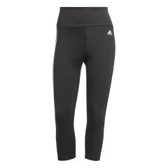 ADIDAS DESIGNED TO MOVE HIGH-RISE 3-STRIPES WOMEN'S  3/4 SPORT TIGHTS BLACK