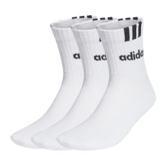 Adidas 3-Stripes Linear Half-Crew Cushioned Socks 3 Pairs WHITE