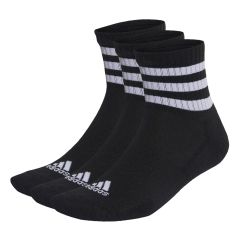 Adidas 3-Stripes Cushioned Sportswear Mid-Cut Socks 3 Pairs BLACK